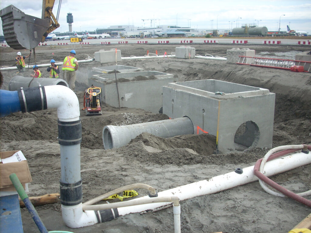 Images demonstrating groundwater dewatering techniques, showcasing the use of pumps and equipment to effectively manage and lower groundwater levels at construction and mining sites for safe and efficient operations.